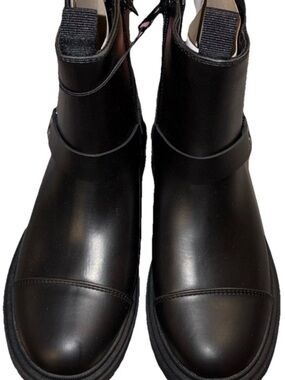 Cat & Jack Black Chelsea Ankle Bootie Zip Buckle Unisex Kids US 3. No Box